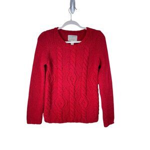 Banana Republic Chunky Knit Cableknit Red Holiday Sweater Christmas Old Money